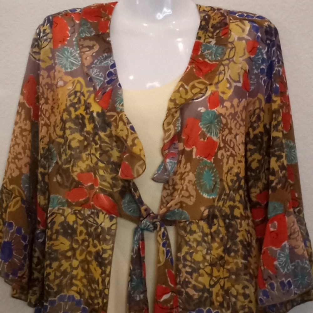 CAbi Floral Chiffon Cardigan Blouse - Picture 4 of 13
